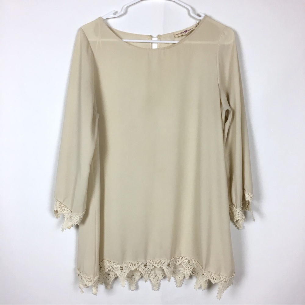 SALE! Altar’d State Blouse Beige Crocheted Hem